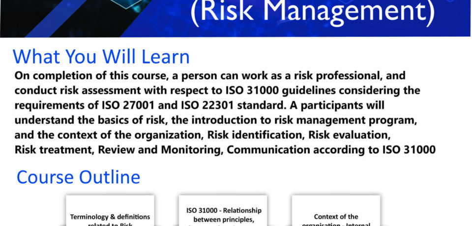 ISO 31000 risk management training Nigeria course banner showing certification program and risk management framework learning