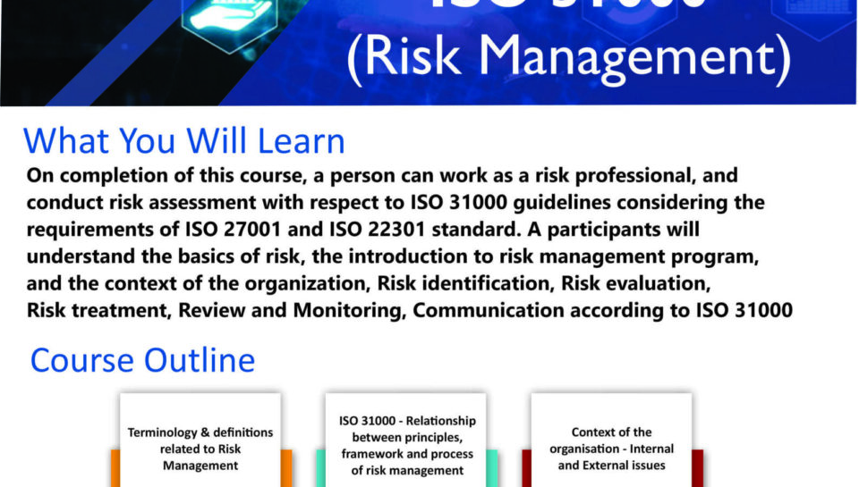 ISO 31000 risk management training Nigeria course banner showing certification program and risk management framework learning
