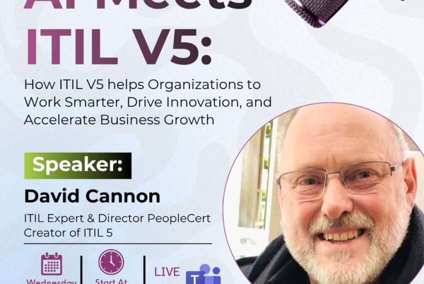 AI Meets ITIL V5 Free Webinar with David Cannon AI Meets ITIL V5 free webinar flyer with David Cannon hosted by Training Heights on 22 July 2026 at 2 PM WAT