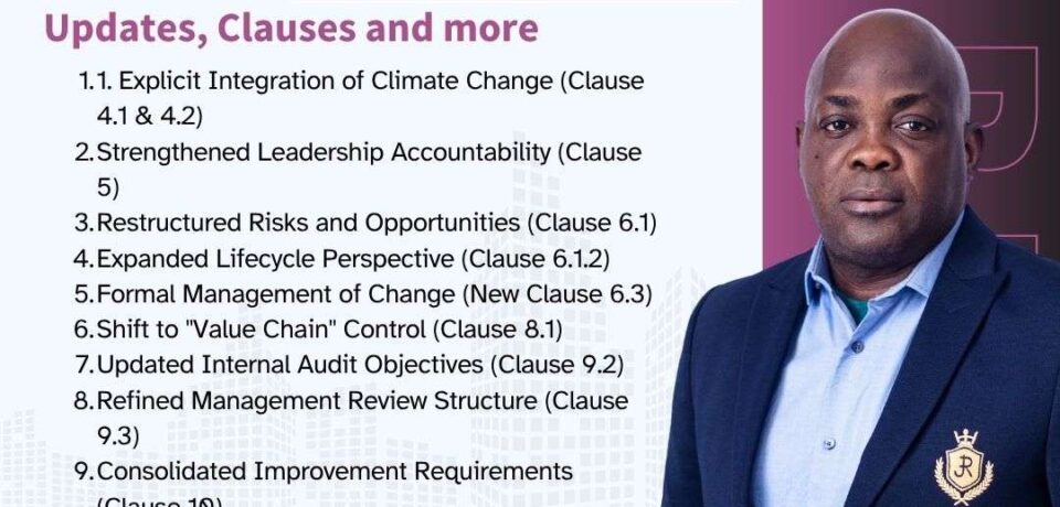 ISO 14001:2026 flyer for environmental management system updates, clauses and foundation exam by Training Heights