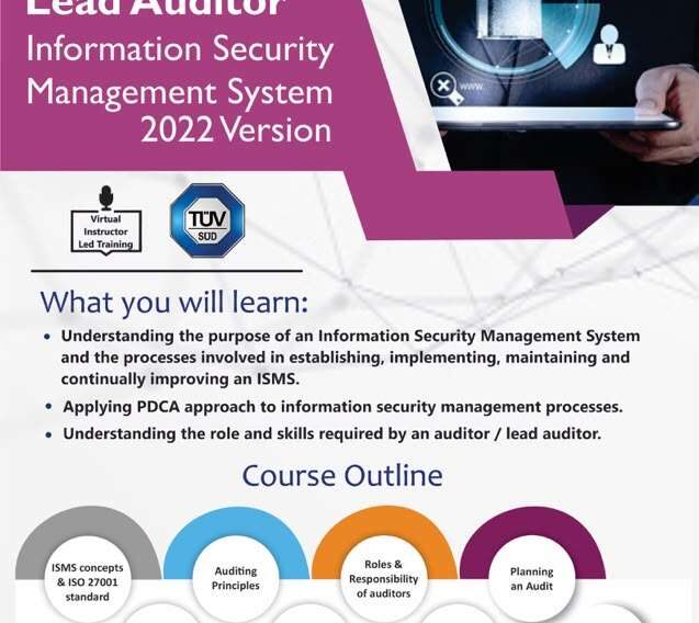 ISO 27001 Lead Auditor Training (TÜV SÜD) ISO 27001 Lead Auditor training flyer by Training Heights, TÜV SÜD accredited, Lagos Nigeria, 19th to 21st August 2026