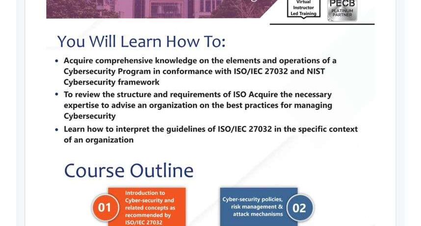 ISO 27032 Lead Cybersecurity Manager Training Nigeria - Training Heights ISO/IEC 27032 Lead Cybersecurity Manager virtual instructor-led training flyer by Training Heights Nigeria