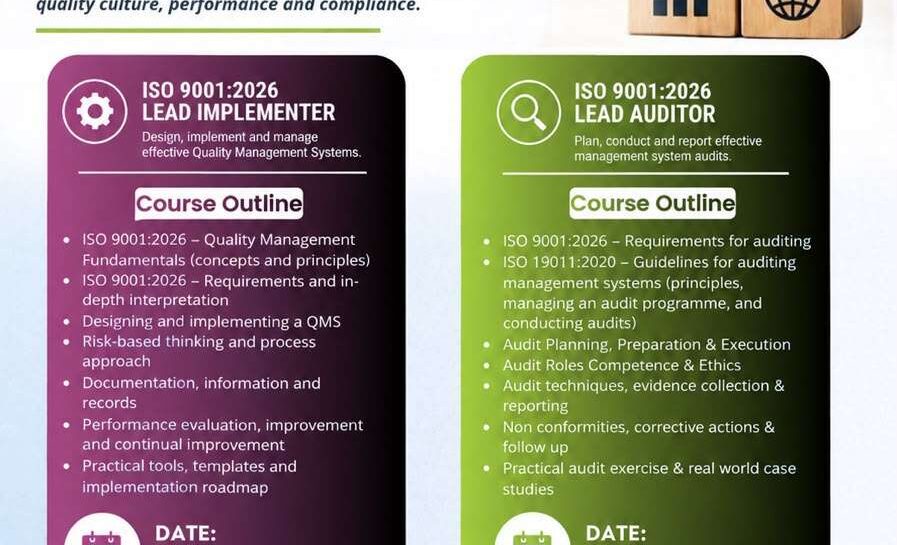 Training Heights ISO 9001:2026 Lead Implementer and Lead Auditor training in November 2026